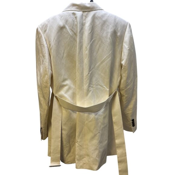 Lafayette 148 Silk Linen Trench Coat Ivory Size 16 - Picture 7 of 9